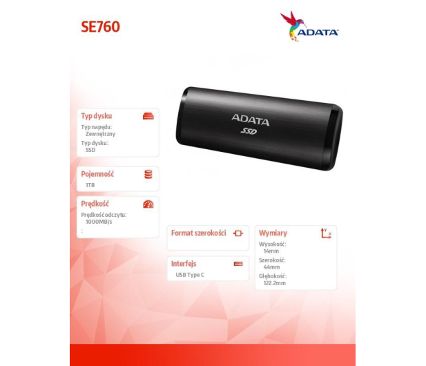 ADATA SE760 1TB USB 3.2 Gen. 2 Czarny - 1244671 - zdjęcie 5